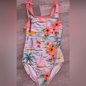 Floral and Sailboat Print Swimsuit